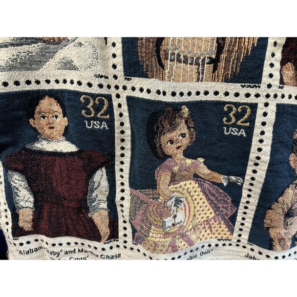 Classic American Dolls 1996 USPS Stamp Collection Royal Tapestry Jacquard Throw - Picture 7 of 10
